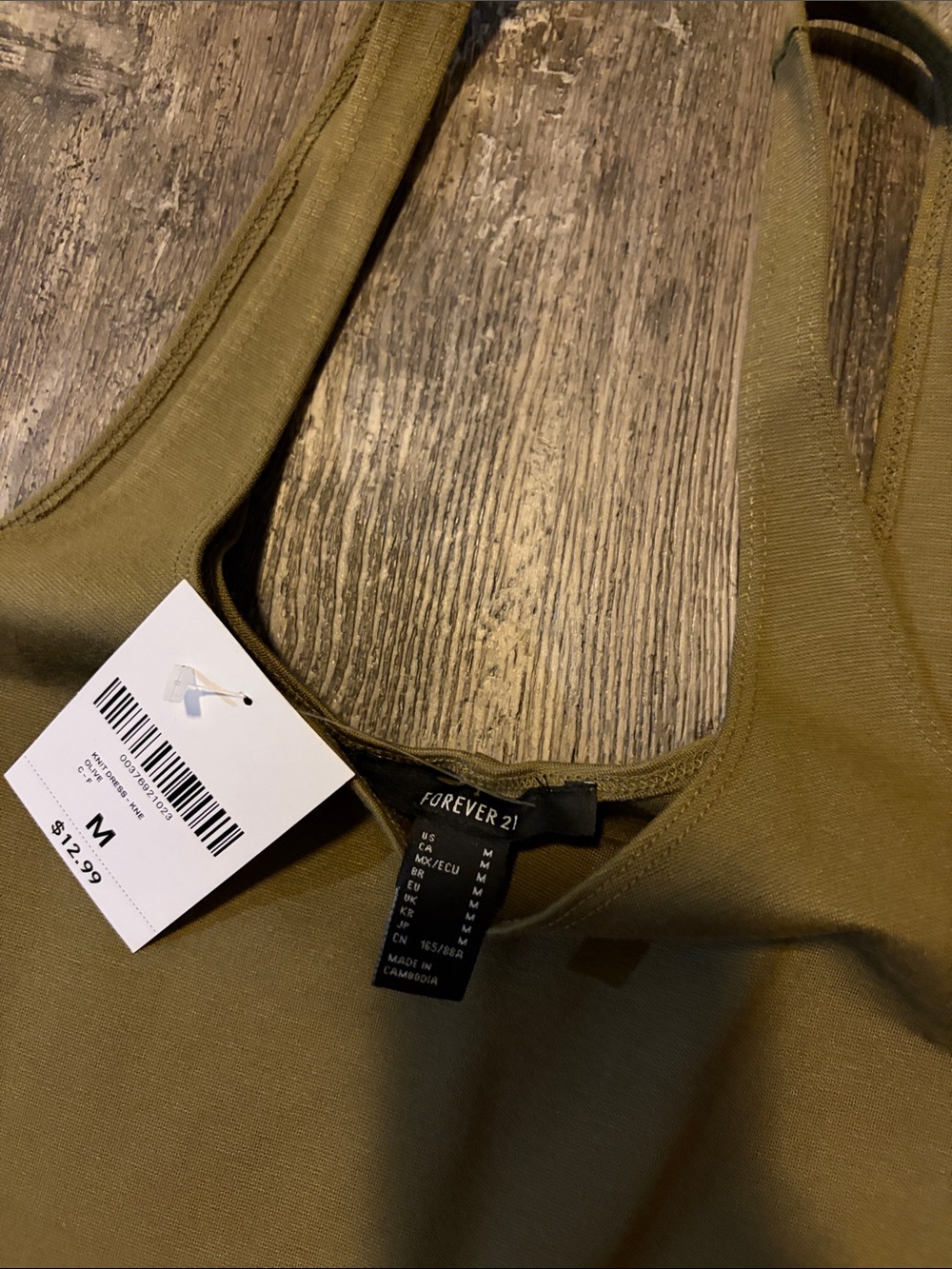 Forever 21 Olive Green Ribbed Midi Tank Dress - Picture 2 of 3